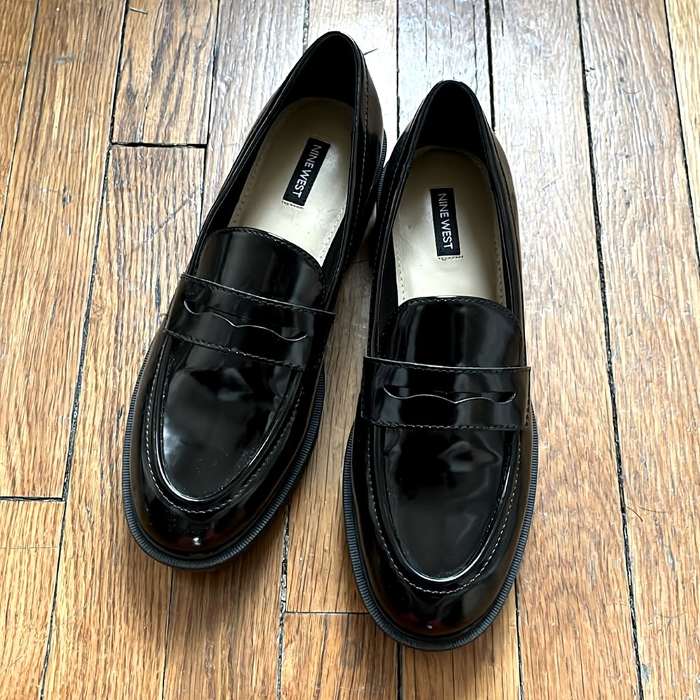 Patent penny loafers